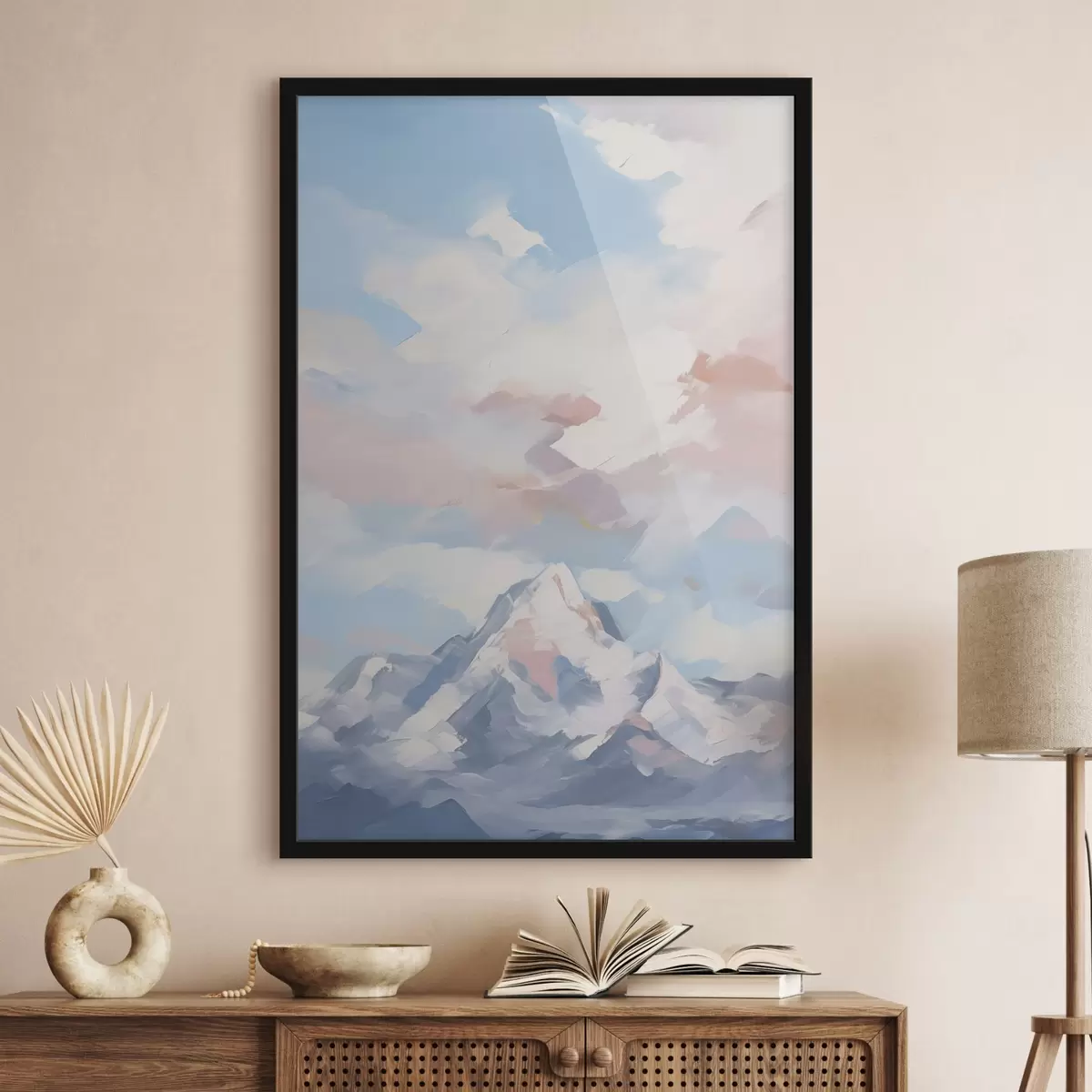 Poster Montagne contre le ciel avec des nuages f45458