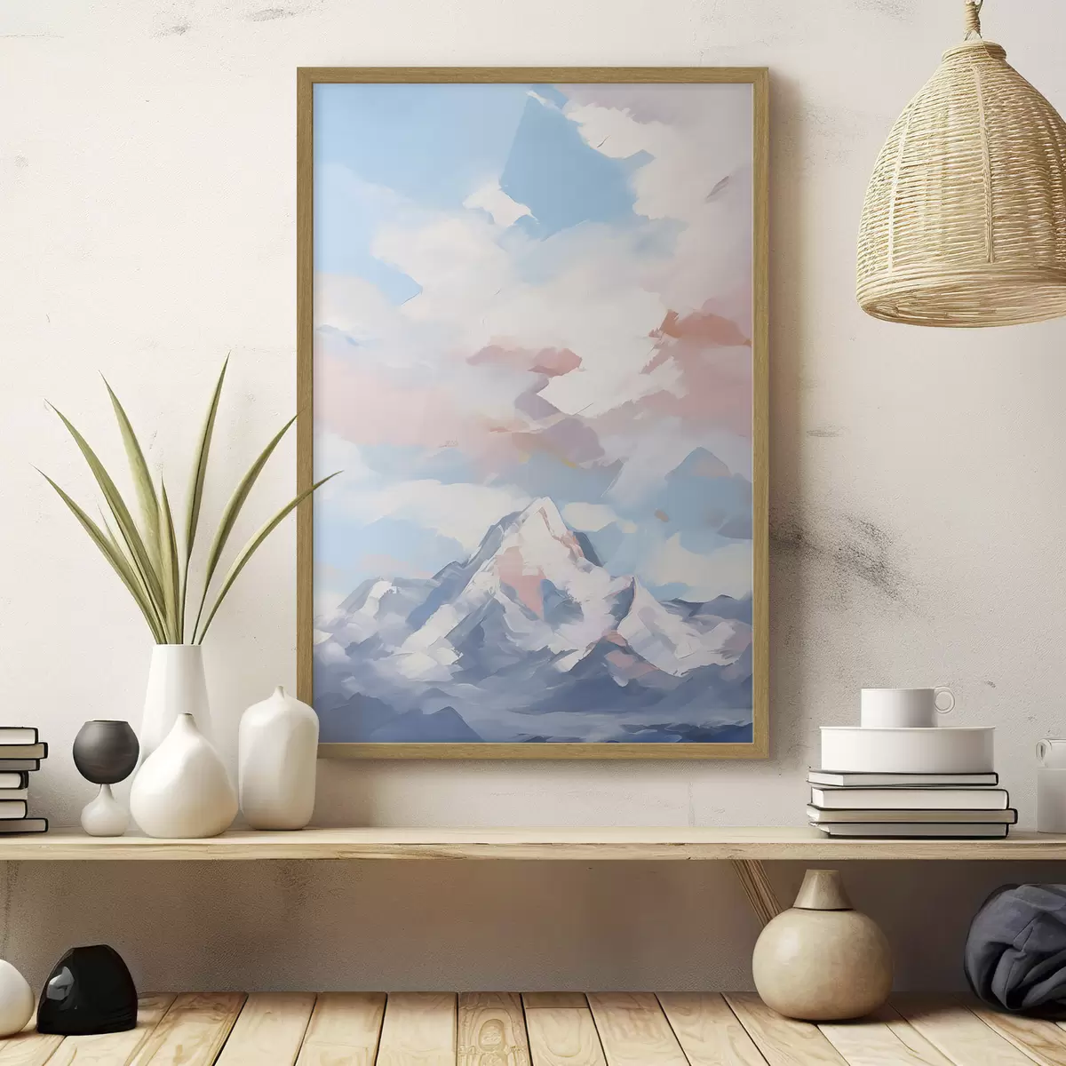 Poster Montagne contre le ciel avec des nuages f45458