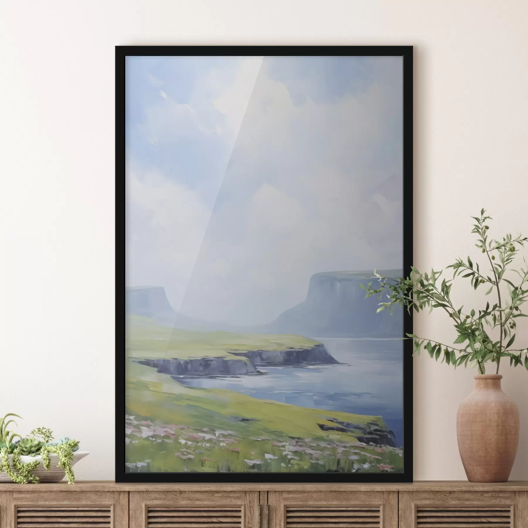 Papier peint Bord de mer avec les fjords en arrière-plan f45460