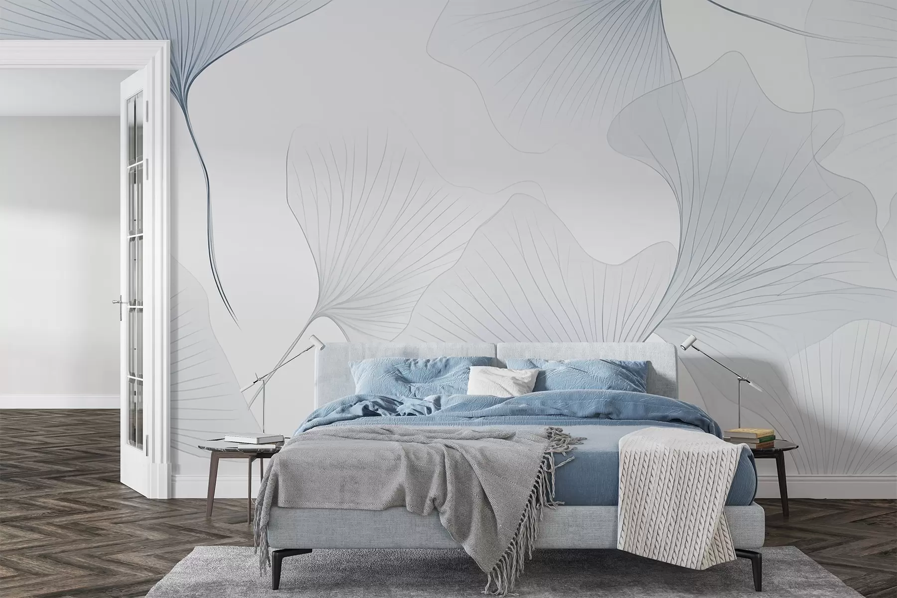 Papier peint Feuilles de ginkgo transparentes w04433