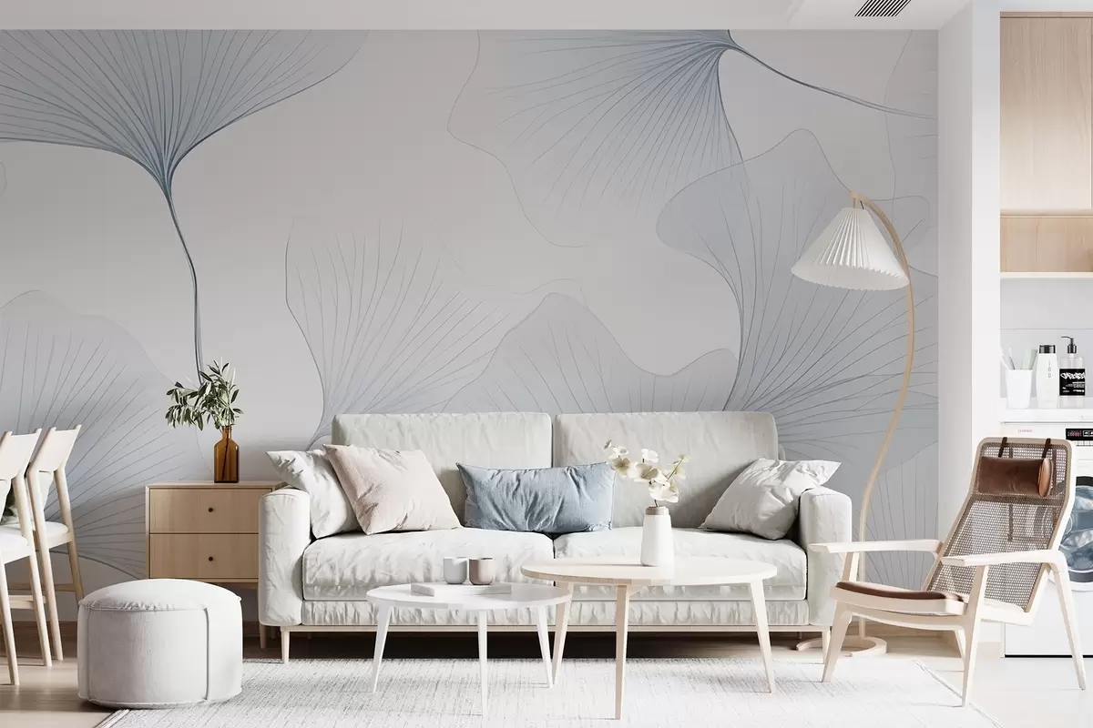 Papier peint Feuilles de ginkgo transparentes w04433