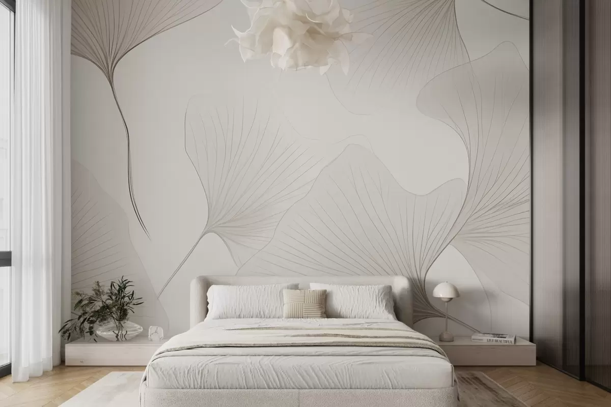 Papier peint Feuilles de ginkgo transparentes w04433v1