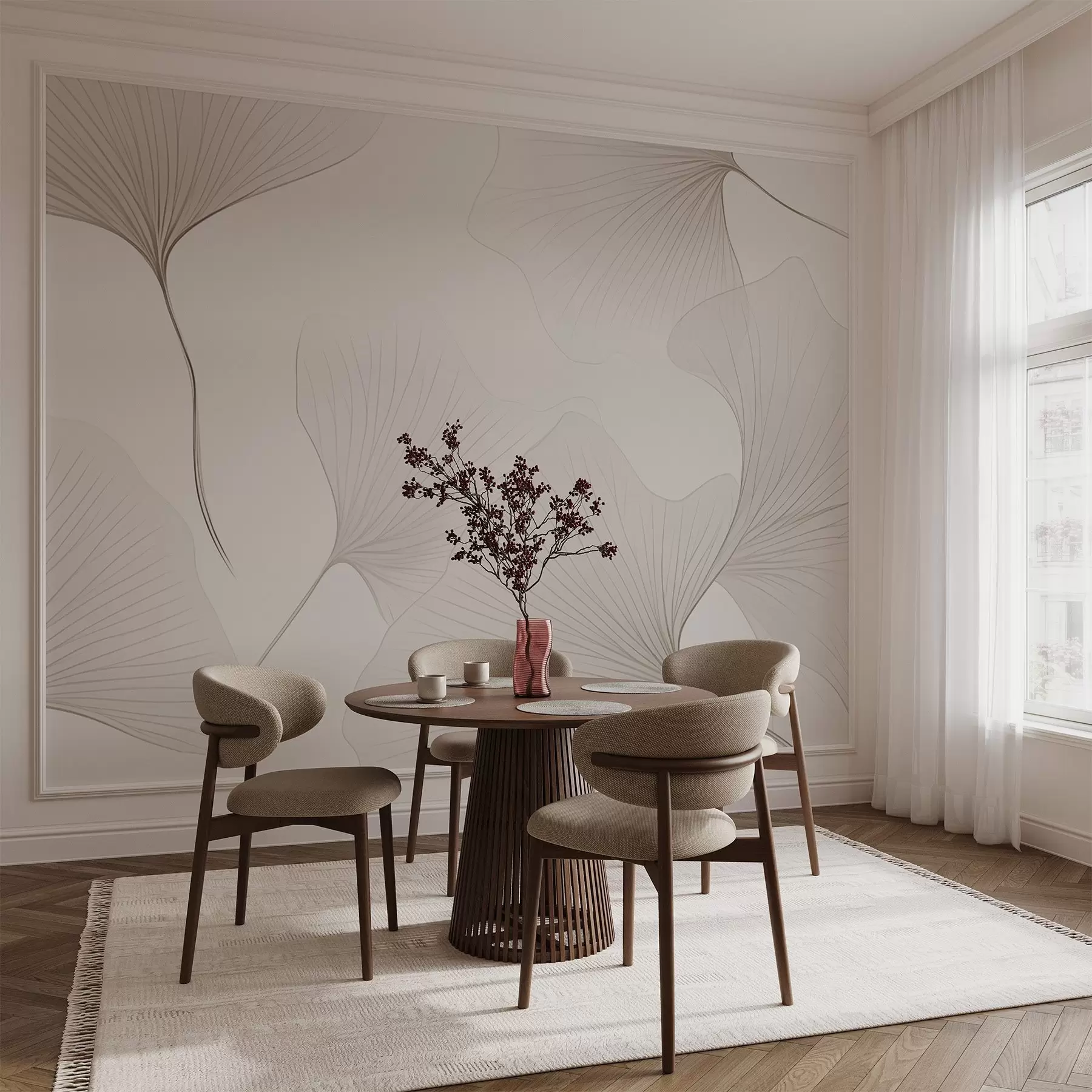 Papier peint Feuilles de ginkgo transparentes w04433v1