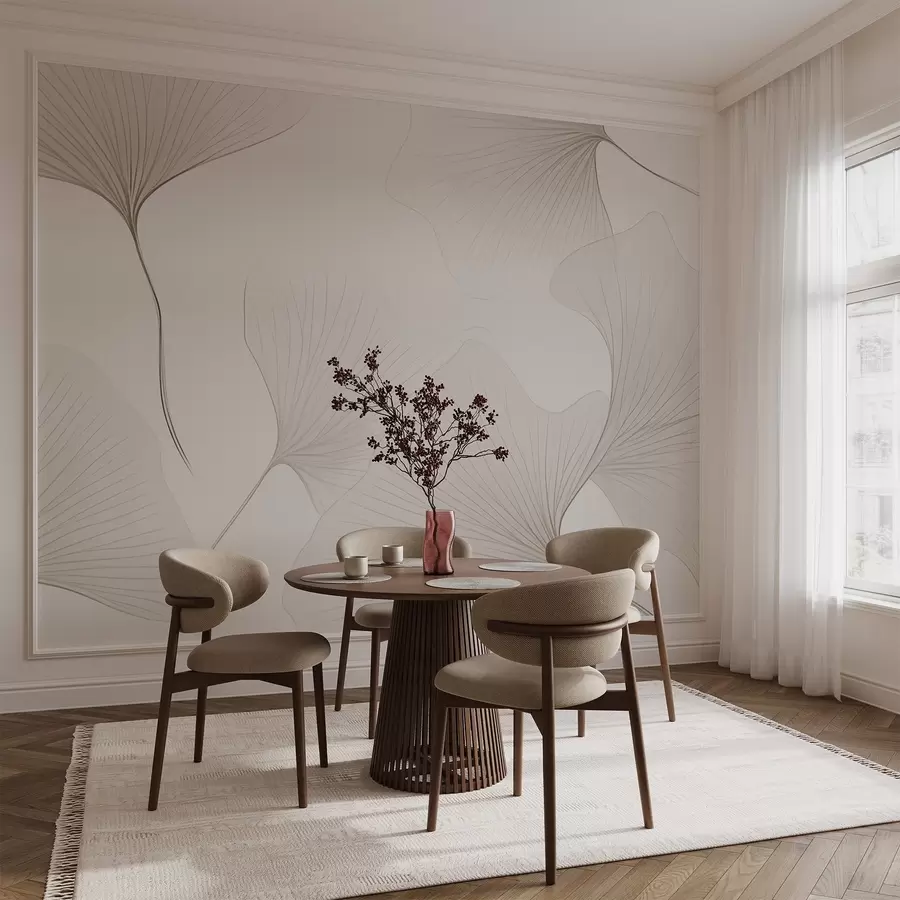 Papier peint Feuilles de ginkgo transparentes w04433v1