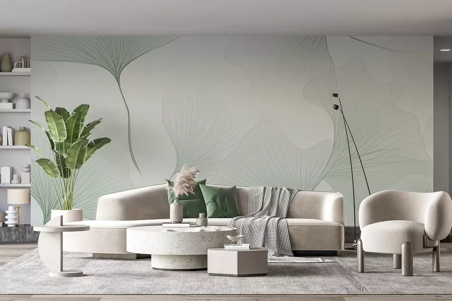 Papier peint Feuilles de ginkgo transparentes w04433v2