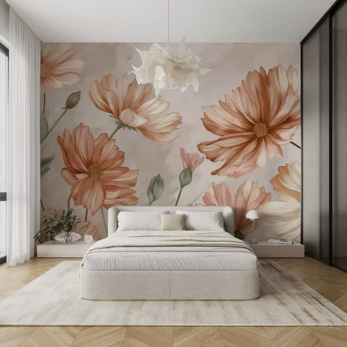 Papier peint Grandes fleurs w04420