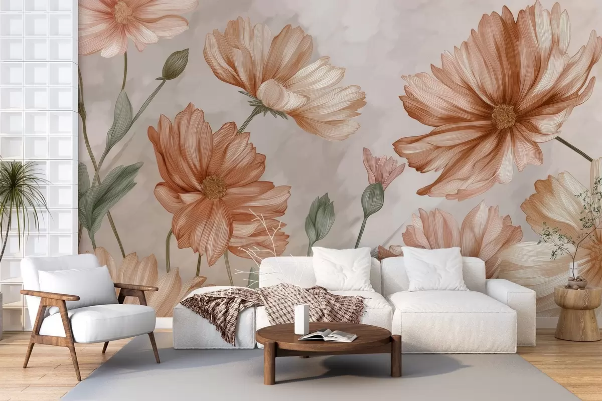 Papier peint Grandes fleurs w04420