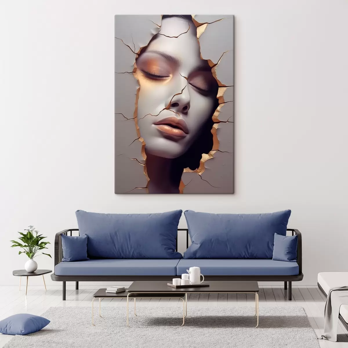 Tableau Le visage dans les fissures s45461