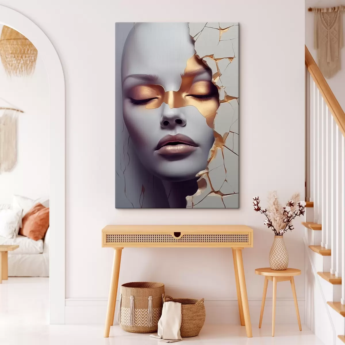 Tableau Le visage dans les fissures s45462