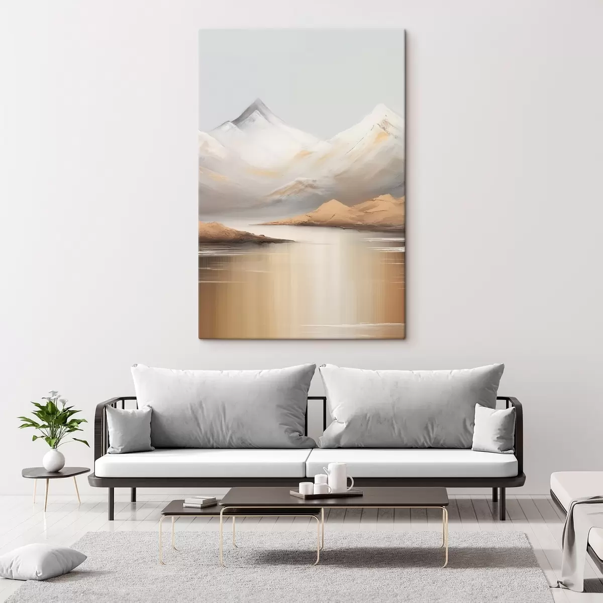 Tableau Lac de montagne sous les sommets enneigés s45466