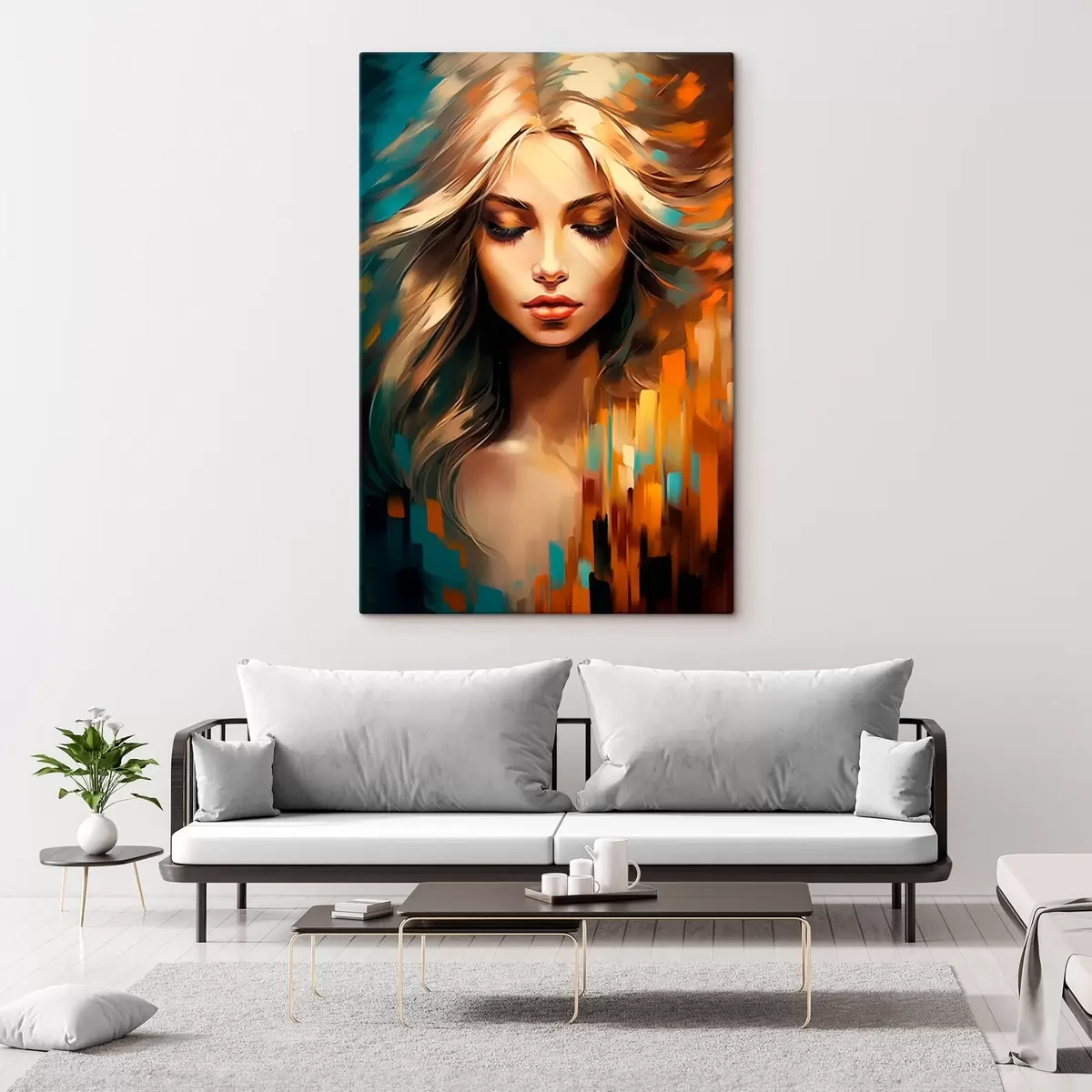 Tableau Portrait féminin abstrait s45469