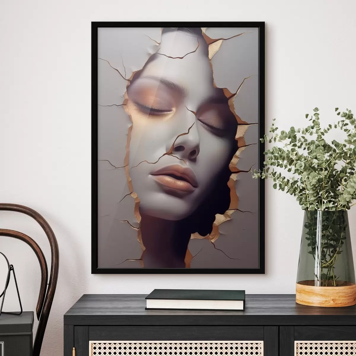 Poster Le visage dans les fissures f45461