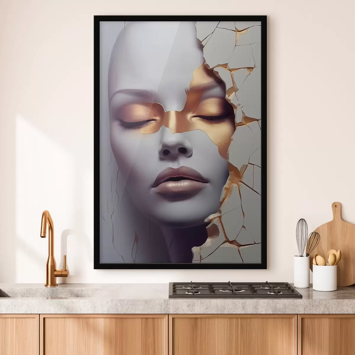 Poster Le visage dans les fissures f45462