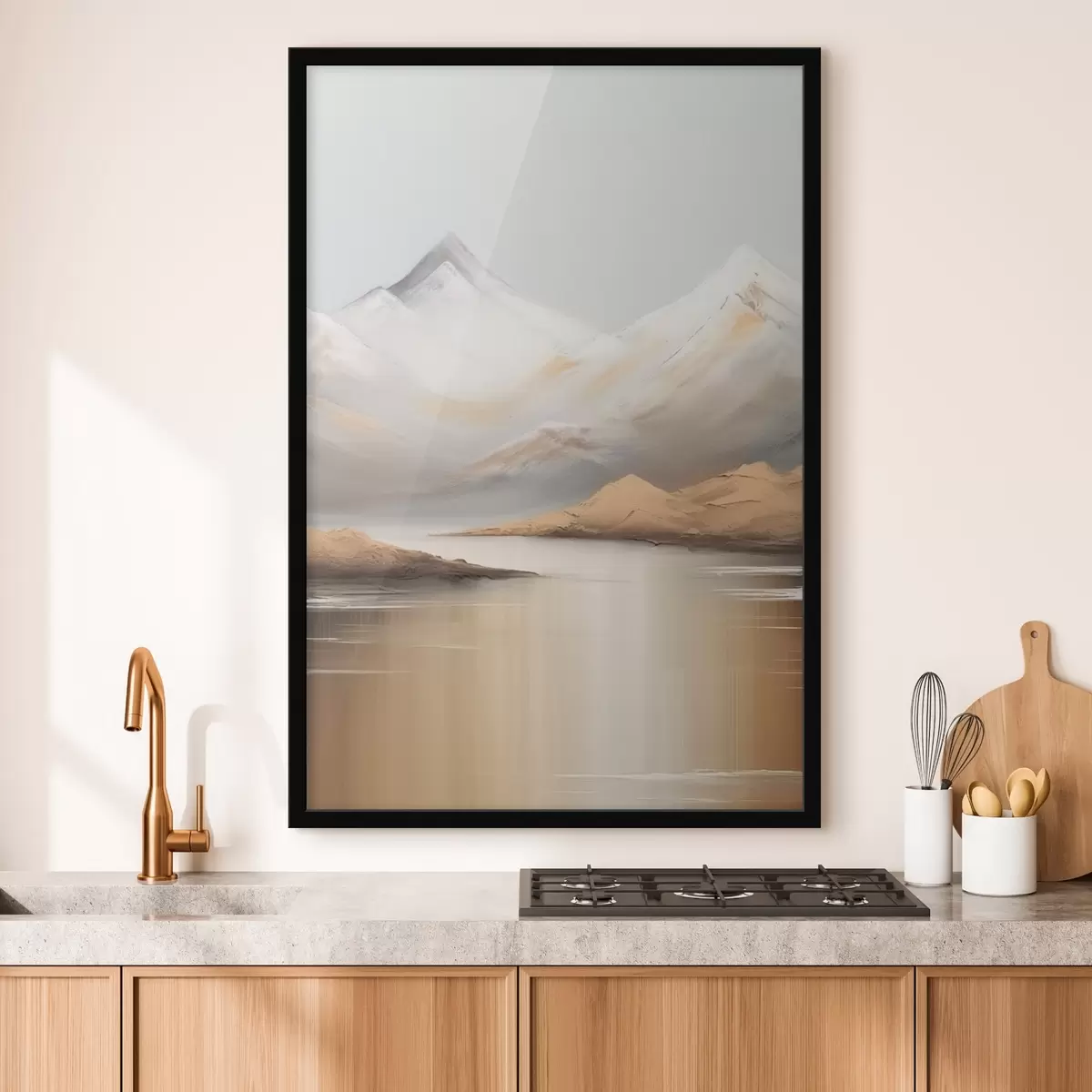 Poster Lac de montagne sous les sommets enneigés f45466