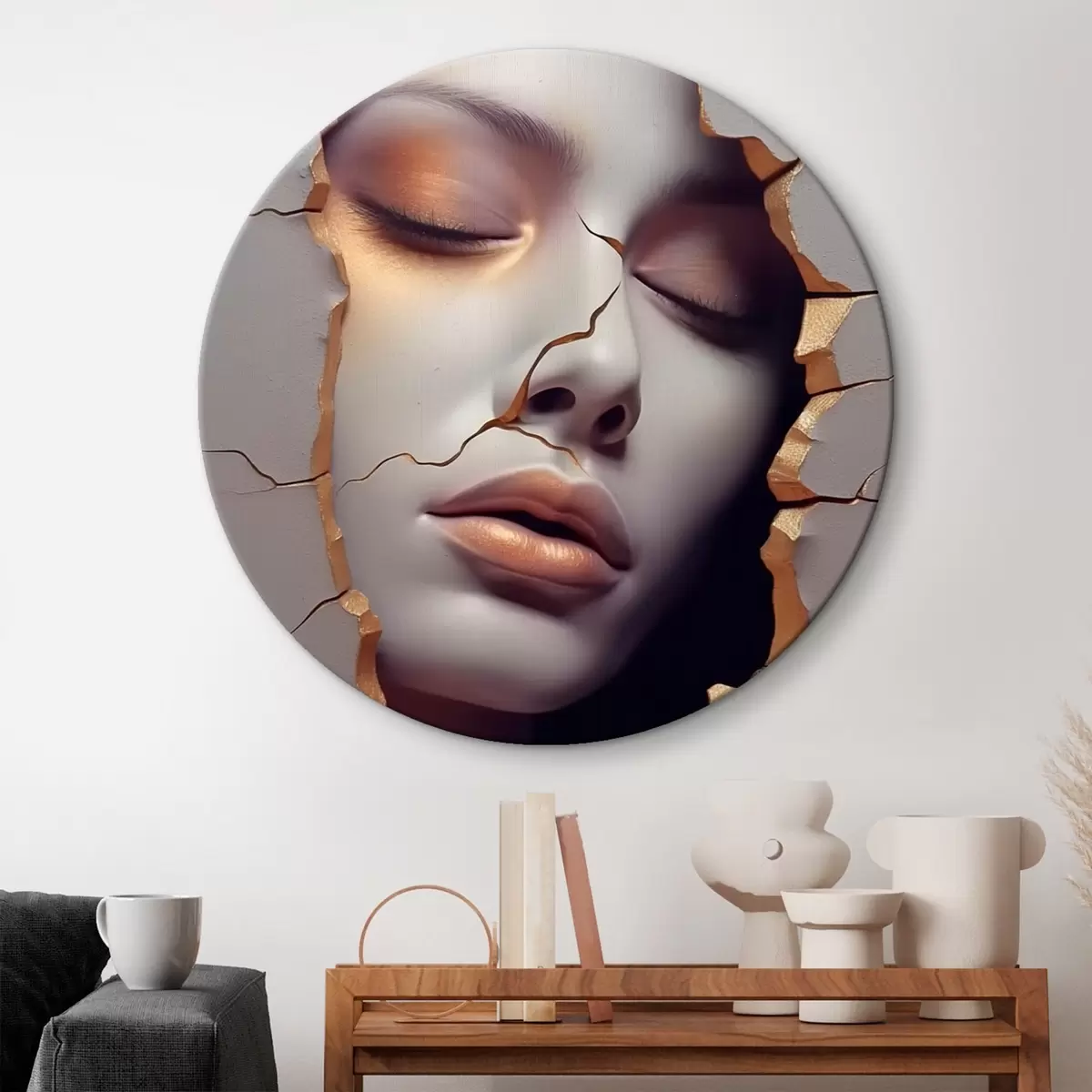 Tableaux rondes Le visage dans les fissures r45461