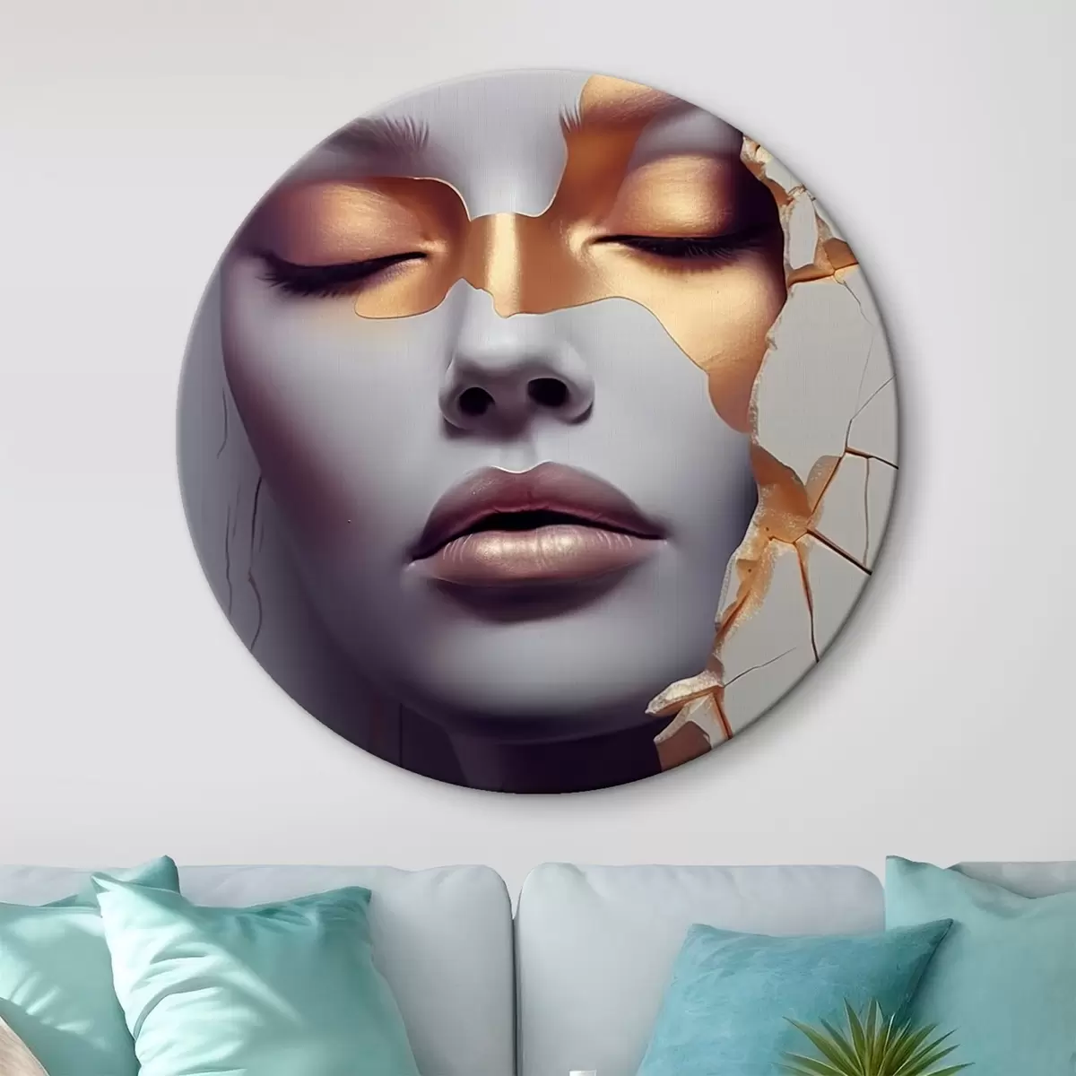 Tableaux rondes Le visage dans les fissures r45462