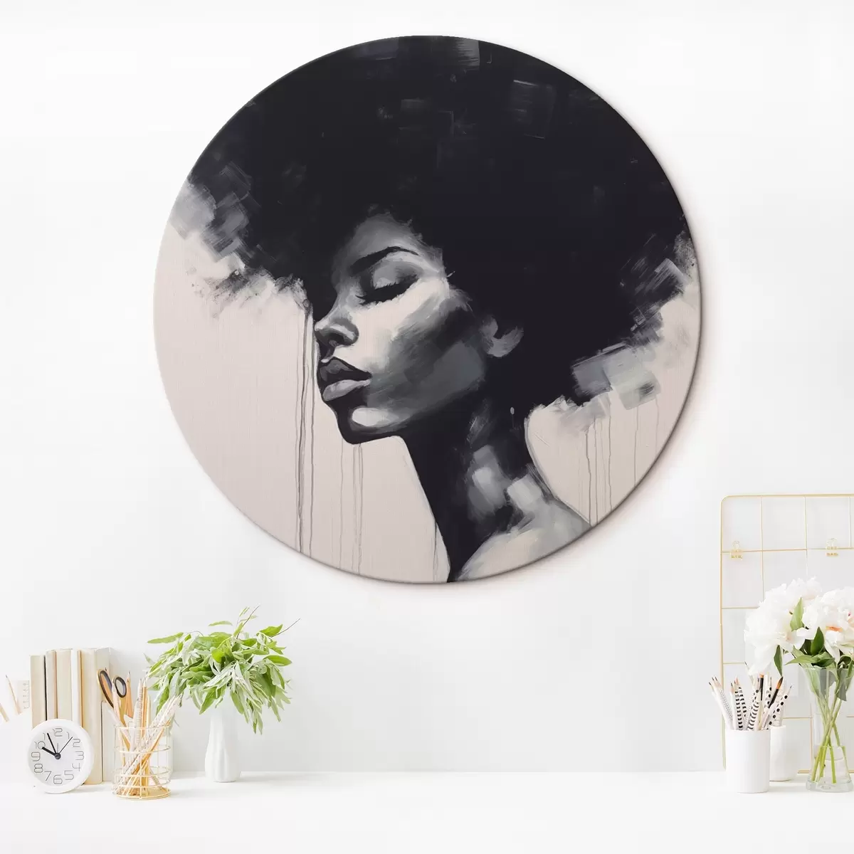 Tableaux rondes Portrait féminin abstrait r45464