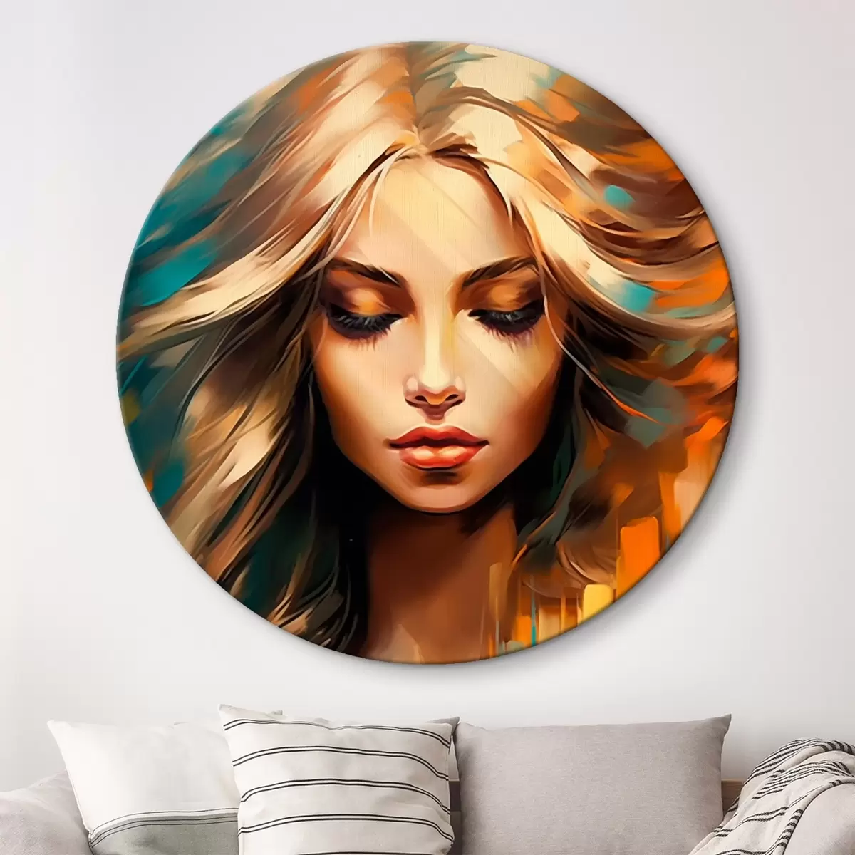 Tableaux rondes Portrait féminin abstrait r45469