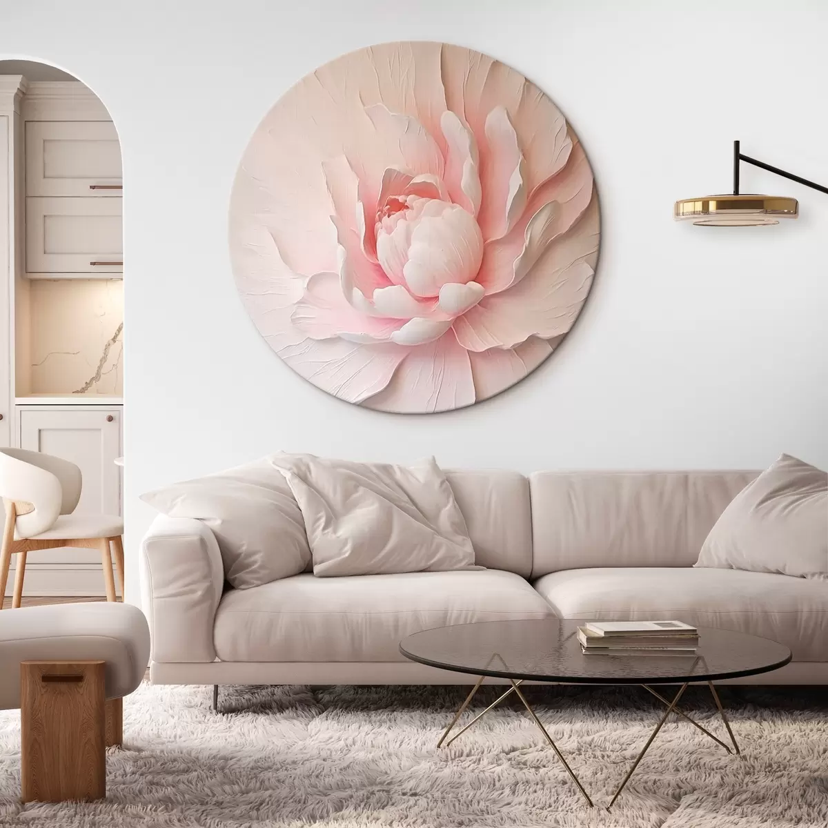 Tableaux rondes Grande pivoine rose r45470