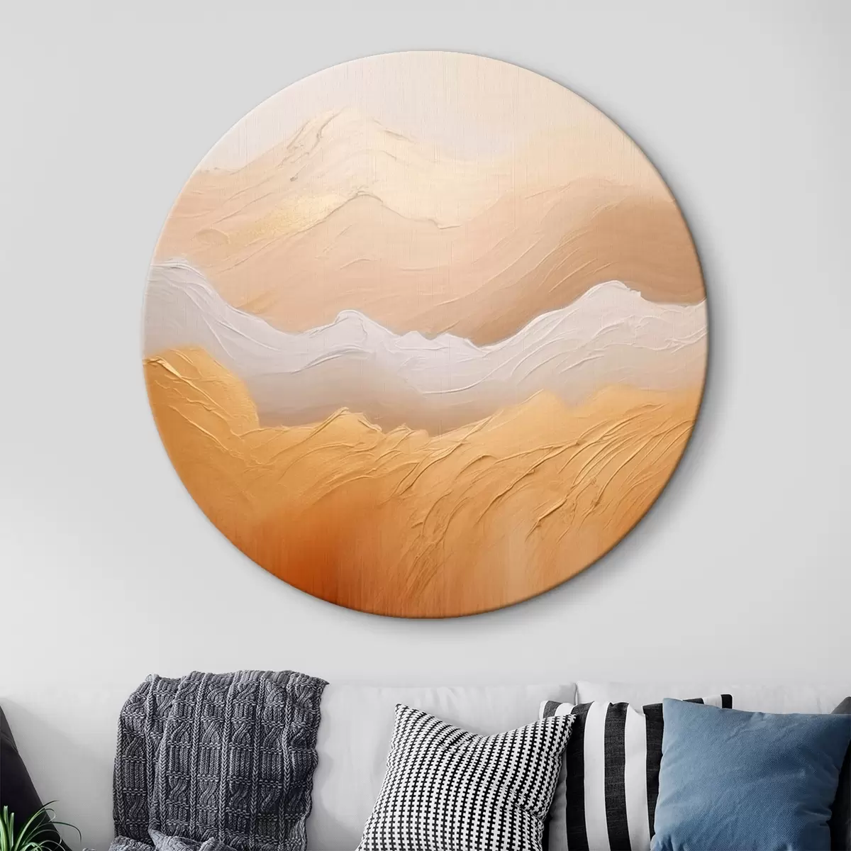 Tableaux rondes Montagnes de sable abstraites r45473