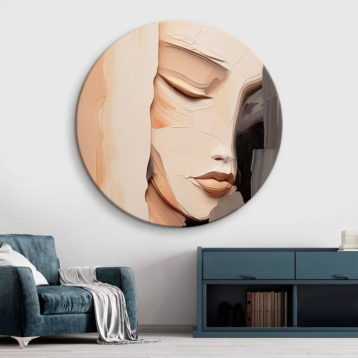 Tableaux rondes Portrait féminin abstrait r45478
