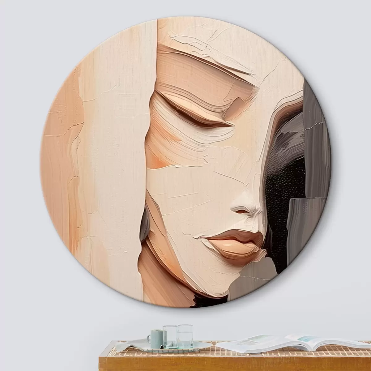 Tableaux rondes Portrait féminin abstrait r45478