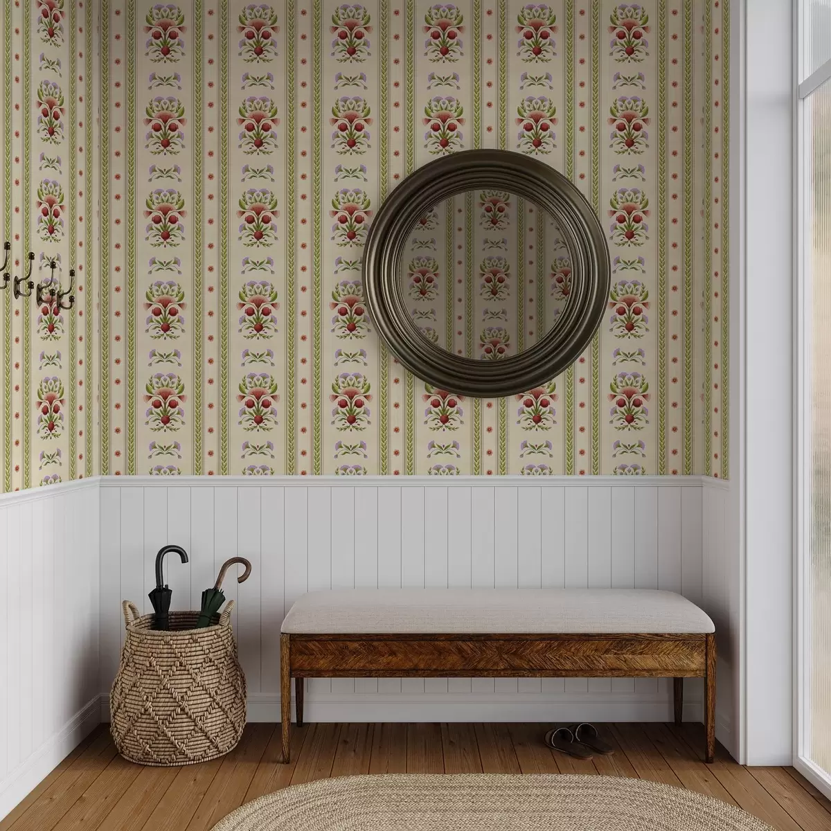 Papier peint Ornement décoratif avec grenades et fleurs a00286
