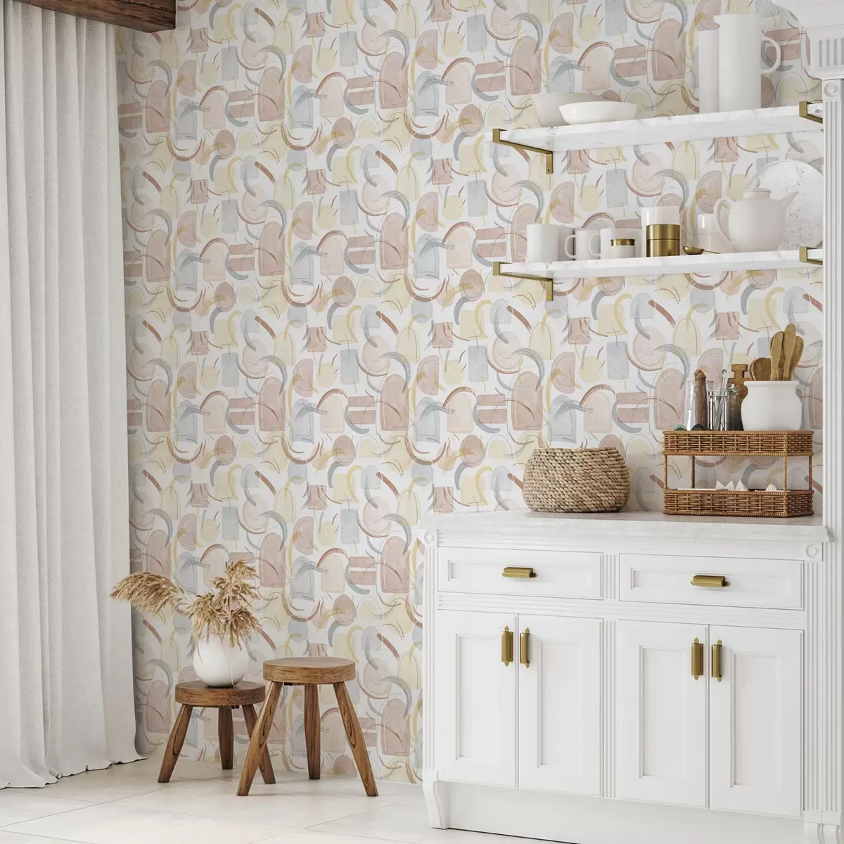 Papier peint Formes abstraites dans des tons pastel a00328