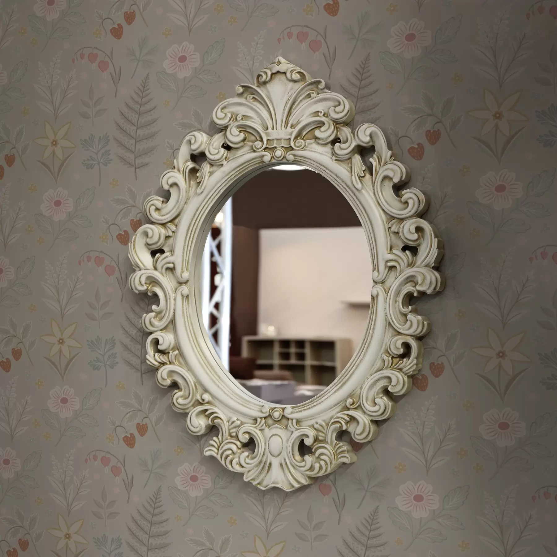 Papier peint Fleurs et baies pastel sur fond gris clair a00406