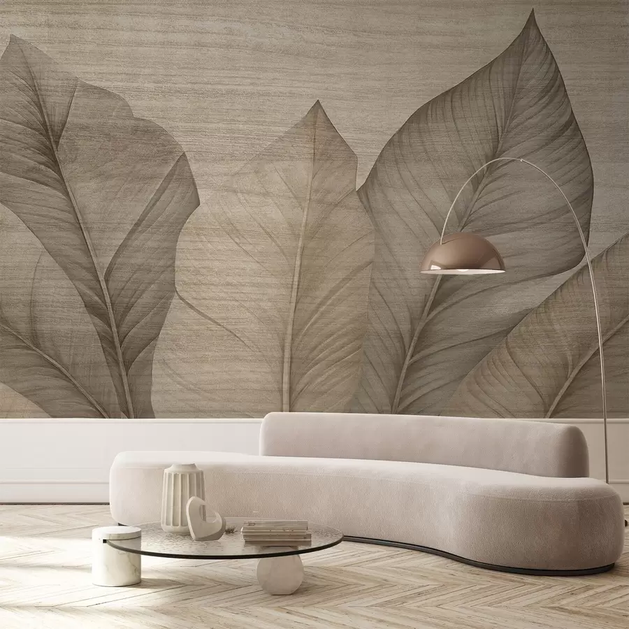 Papier peint Feuilles nettes avec texture superposée w04438