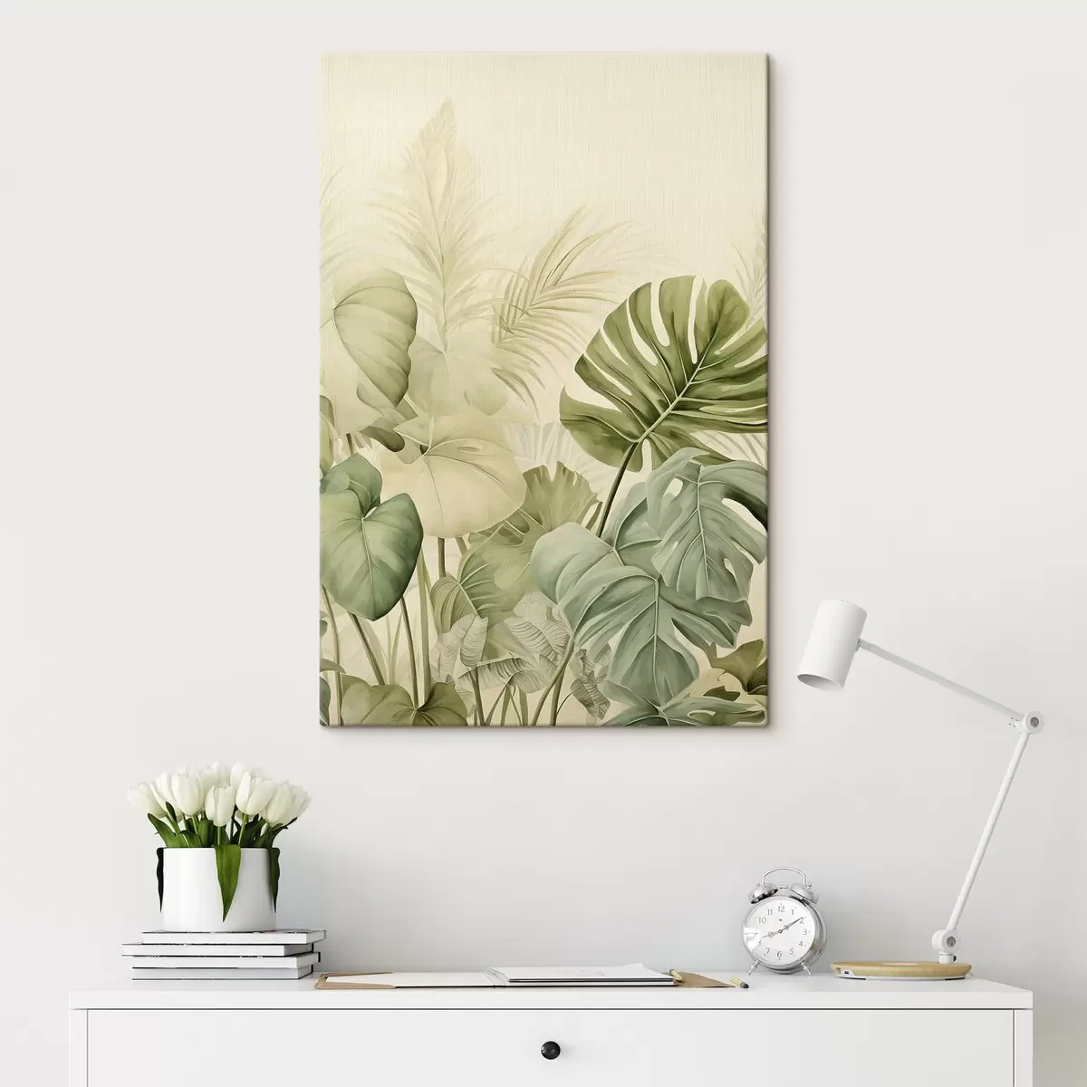 Tableau Feuilles tropicales et feuilles de monstera s45615