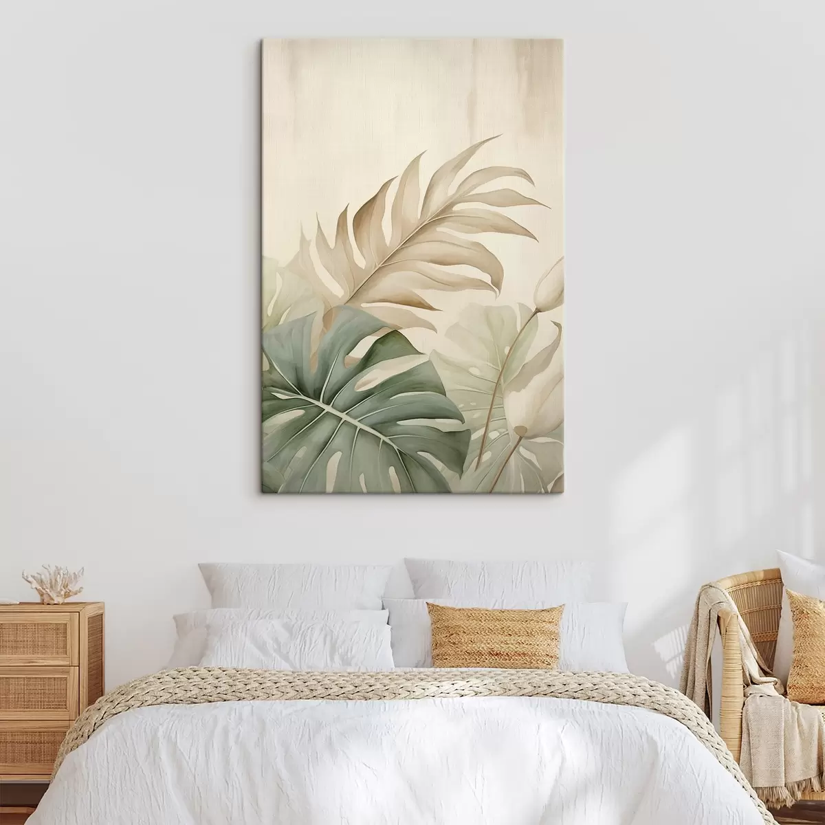 Tableau Feuilles tropicales sur fond clair s45617