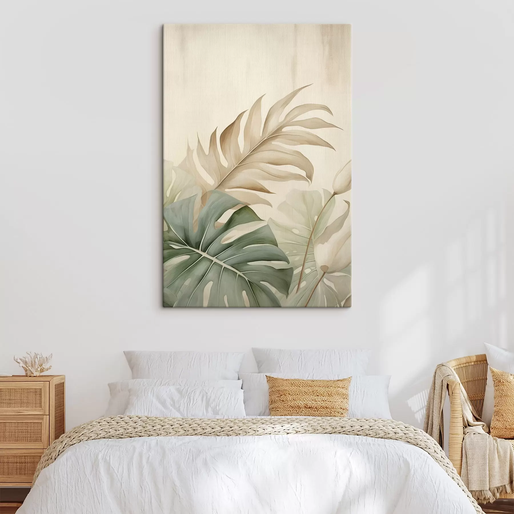 Tableau Feuilles tropicales sur fond clair s45617