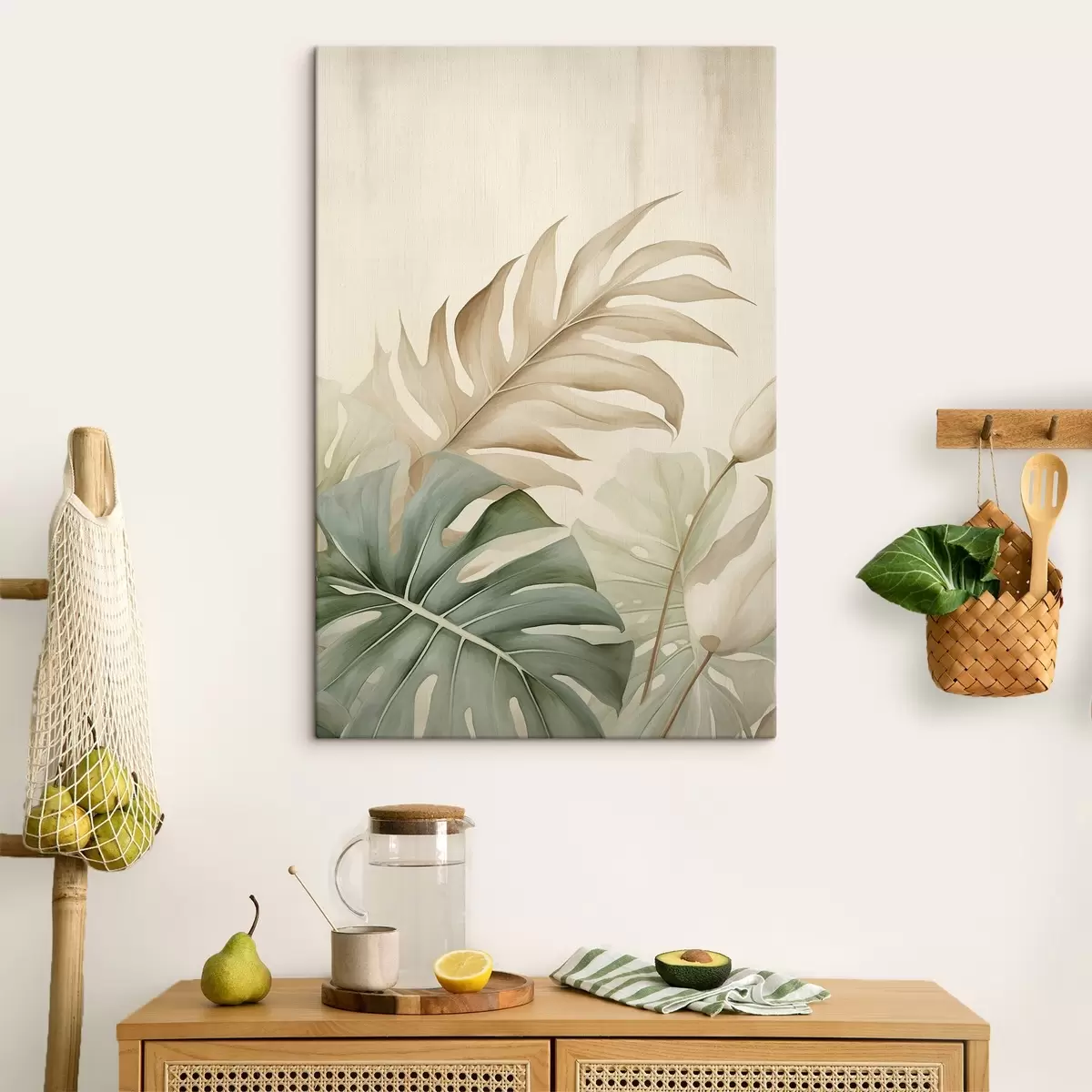 Tableau Feuilles tropicales sur fond clair s45617
