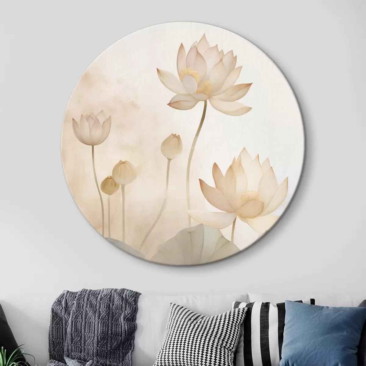 Tableaux rondes Fleurs de lotus légères r45612