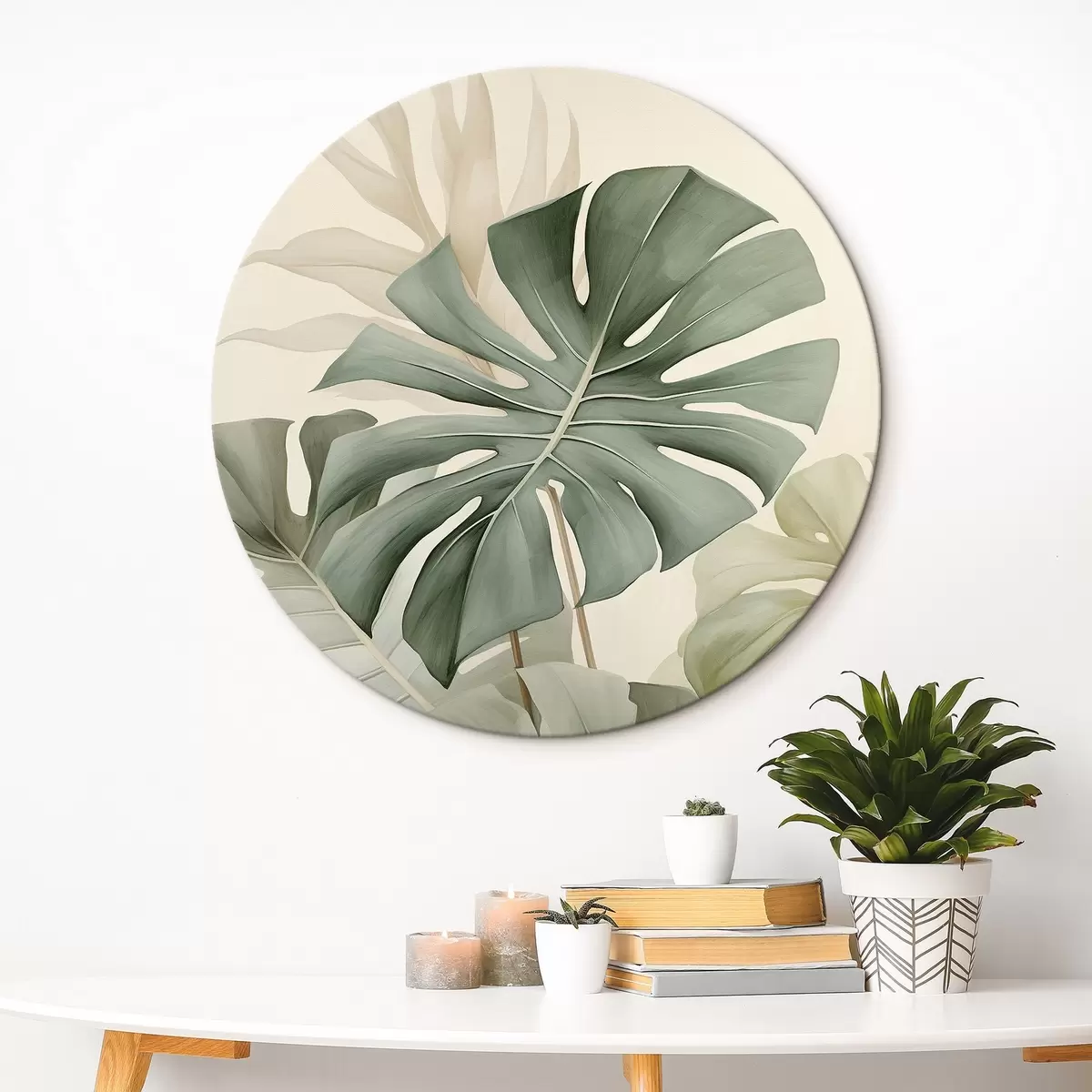 Tableaux rondes Grande feuille de monstera r45616