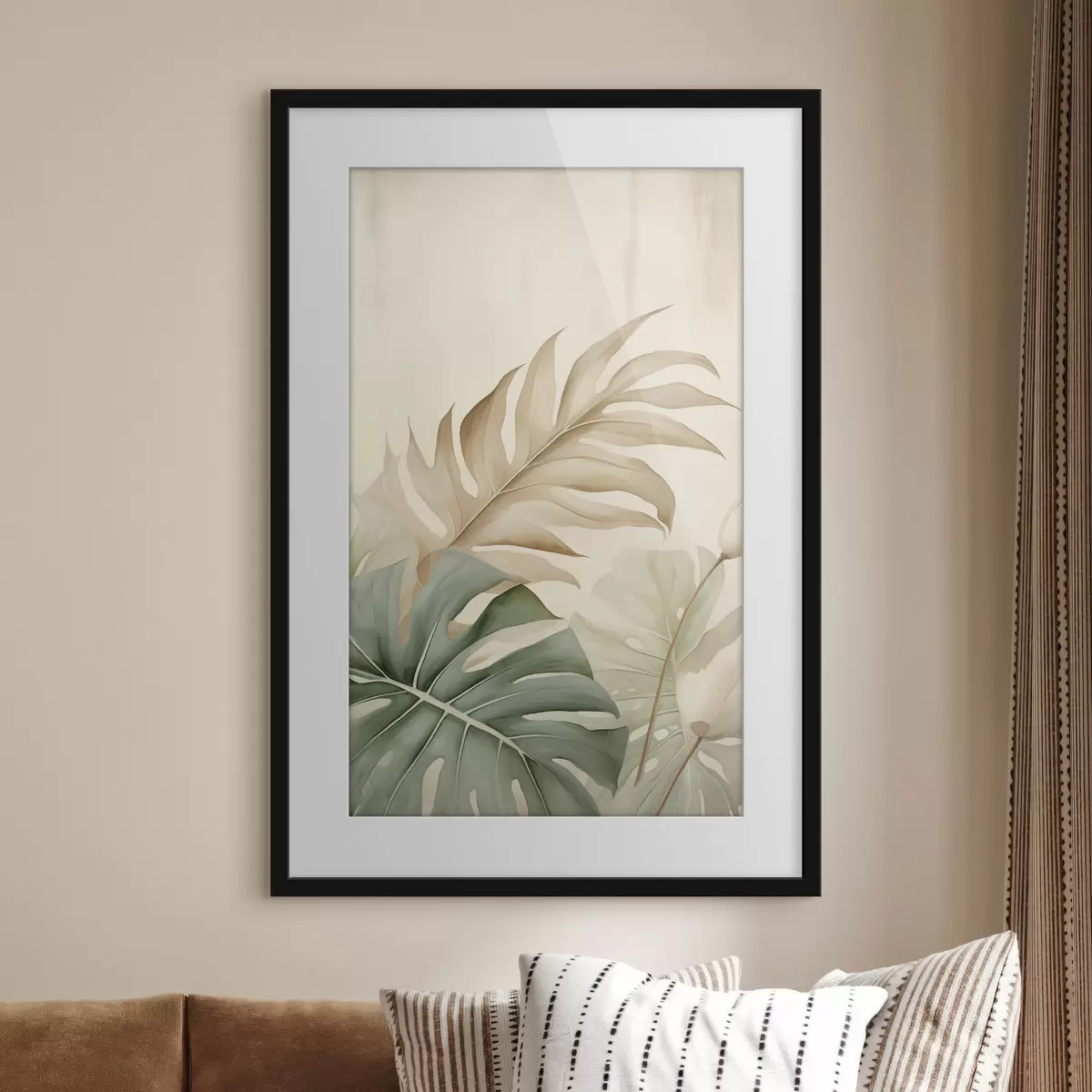 Poster Feuilles tropicales sur fond clair f45617