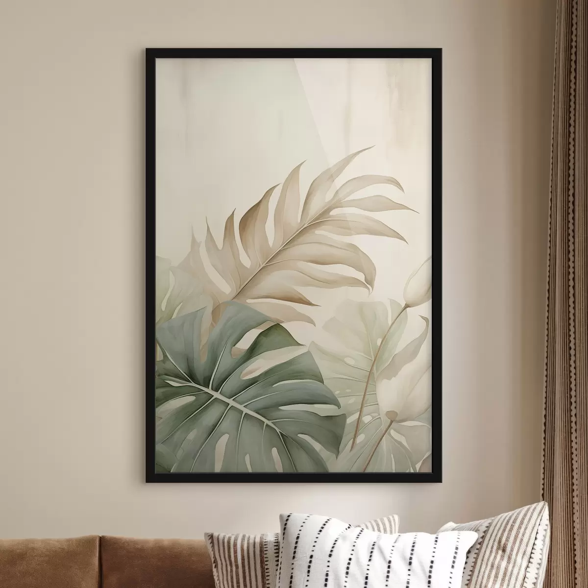 Poster Feuilles tropicales sur fond clair f45617