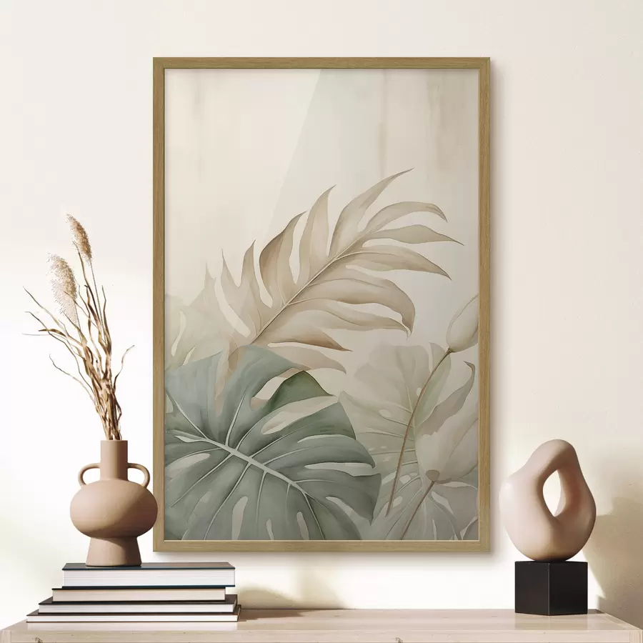 Papier peint Feuilles tropicales sur fond clair f45617