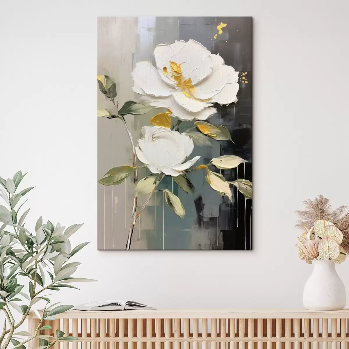 Tableau Fleurs volumineuses : motif décoratif dans les tons clairs et foncés s45531