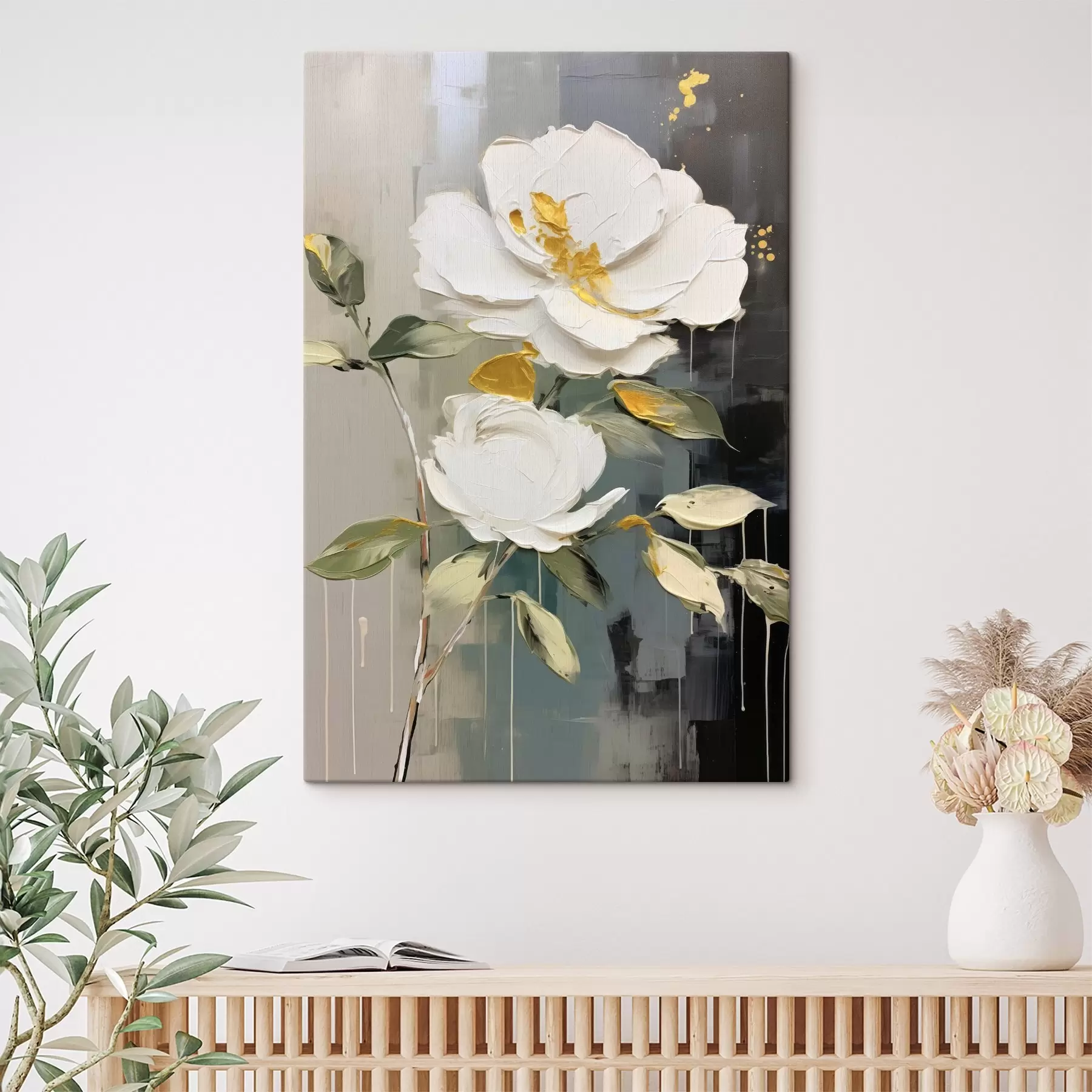 Tableau Fleurs volumineuses : motif décoratif dans les tons clairs et foncés s45531
