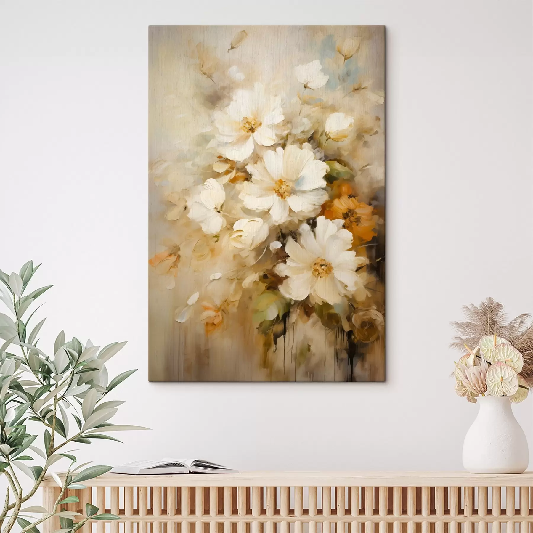 Tableau Composition dans les tons pastel beige et marron s45534