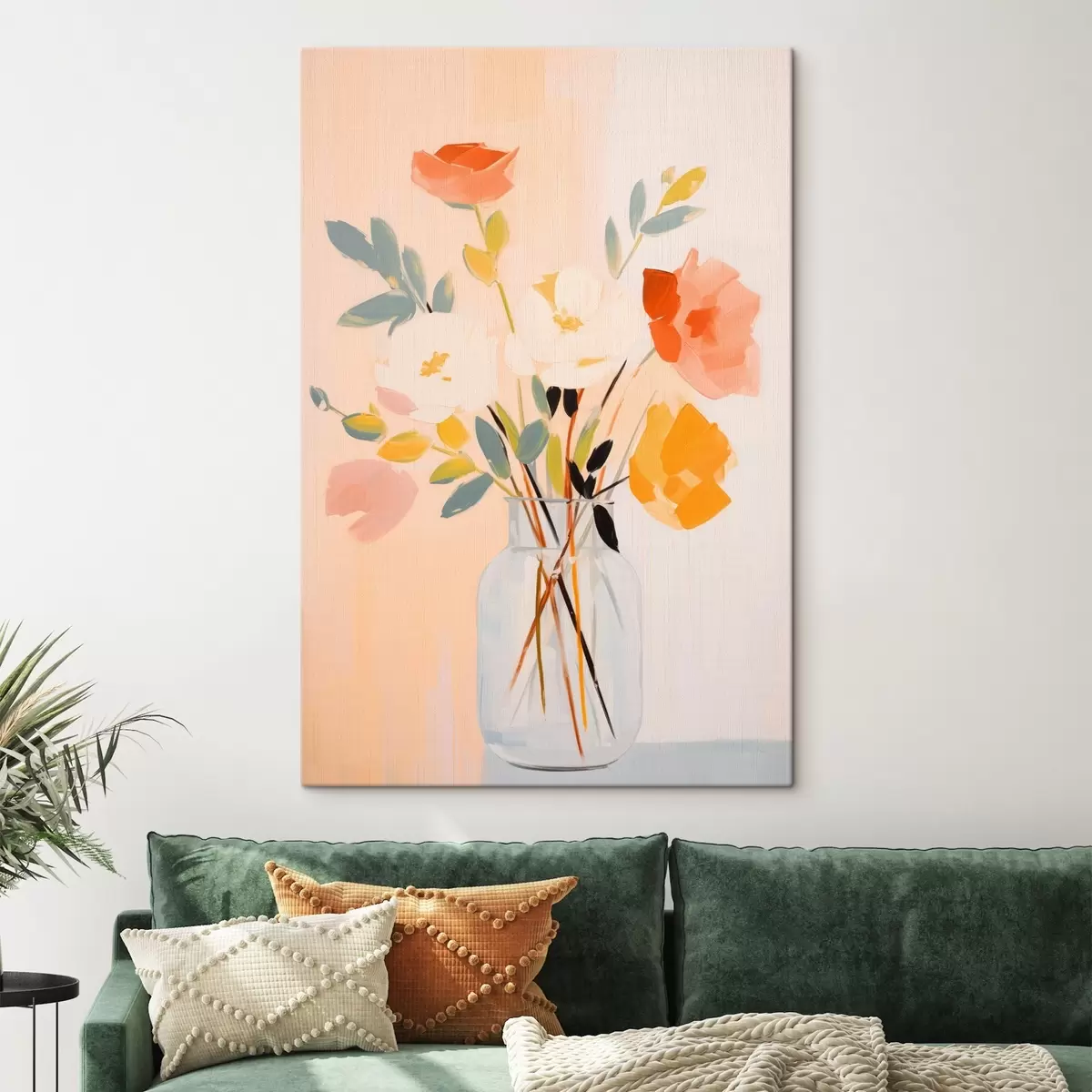 Tableau Fleurs décoratives : bouquet abstrait dans un vase sur fond clair s45539