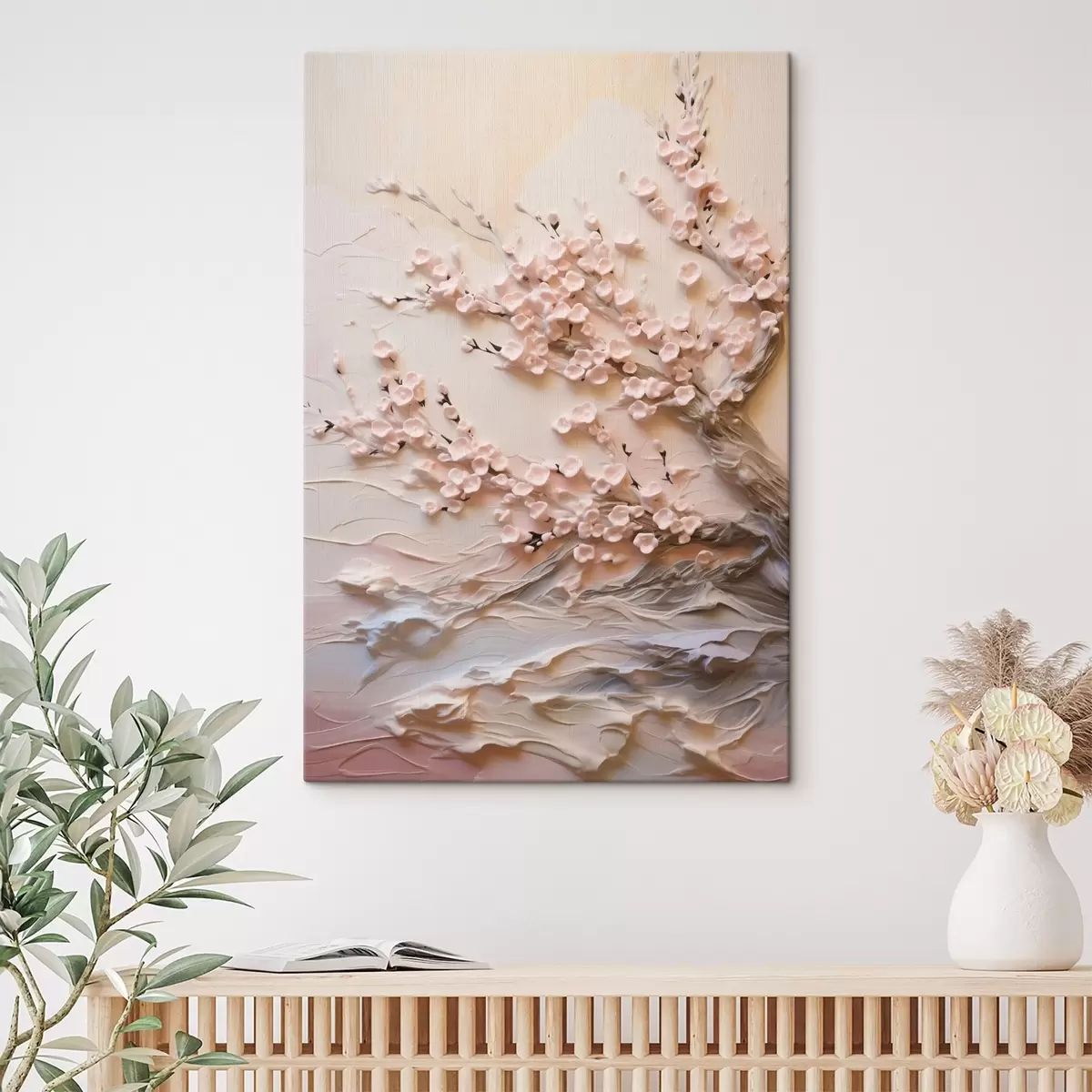 Tableau Composition en relief de sakura dans des tons pastel s45544