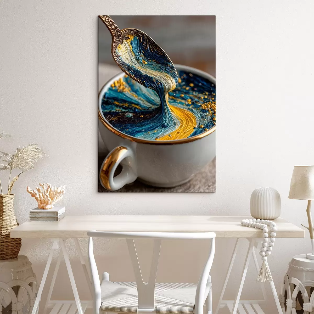 Tableau Composition abstraite : couleurs mélangées dans une tasse dans le style de Van Gogh s45545