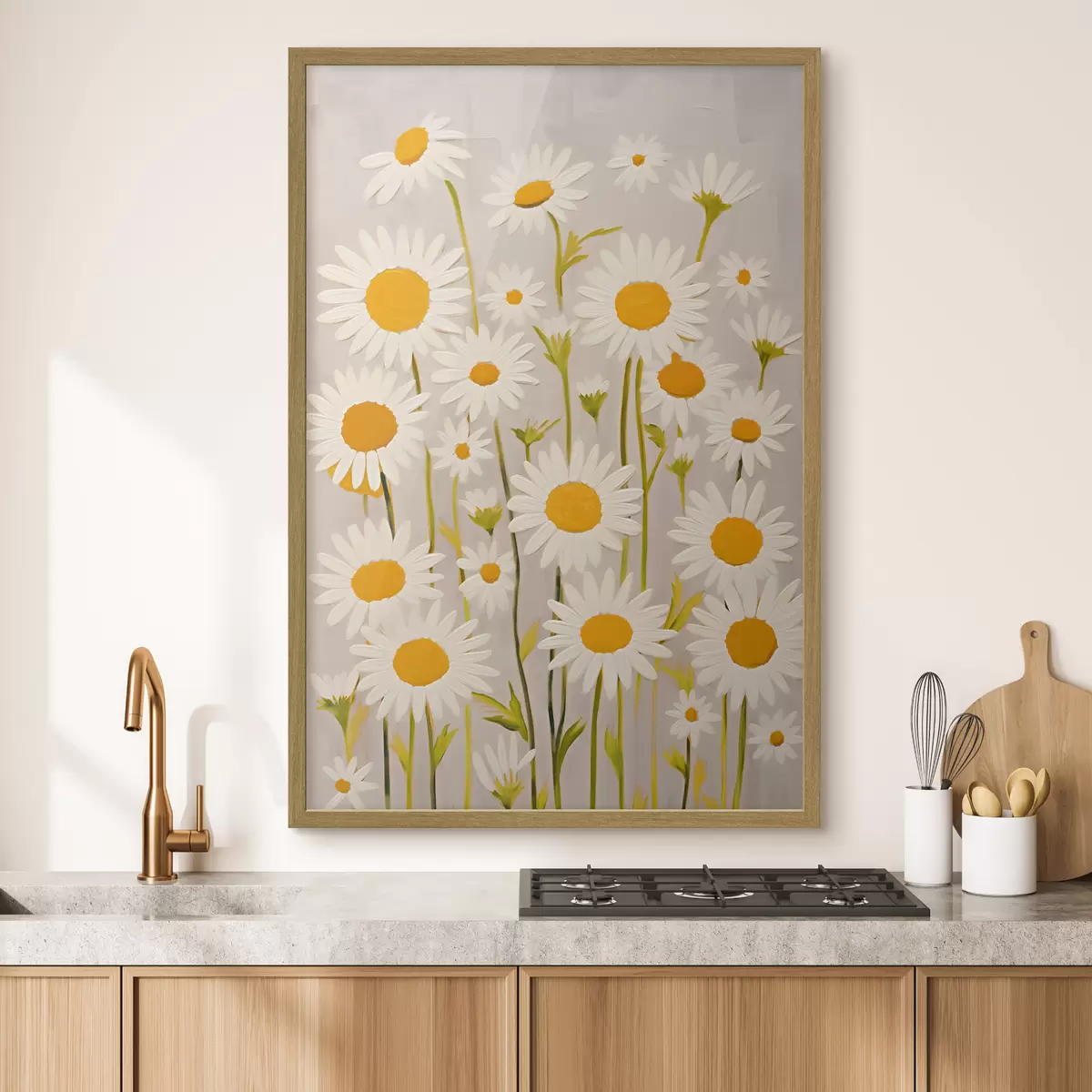 Poster Fleurs sauvages : composition de marguerites sur fond clair f45528