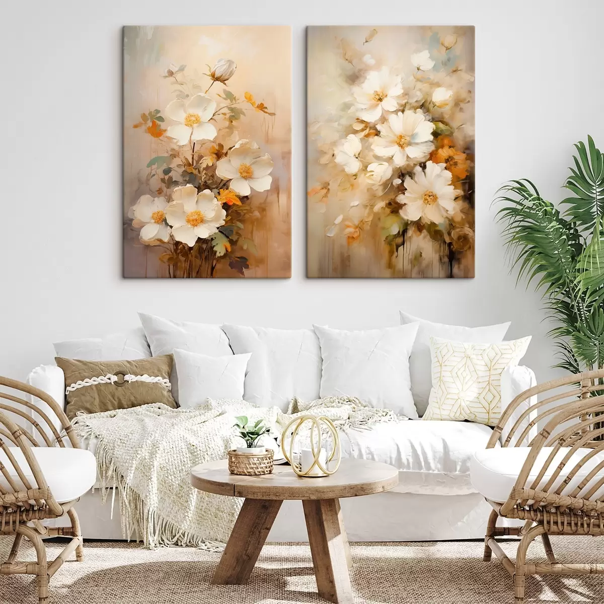 Tableau Fleurs sauvages : composition décorative avec des peintures floues m00635