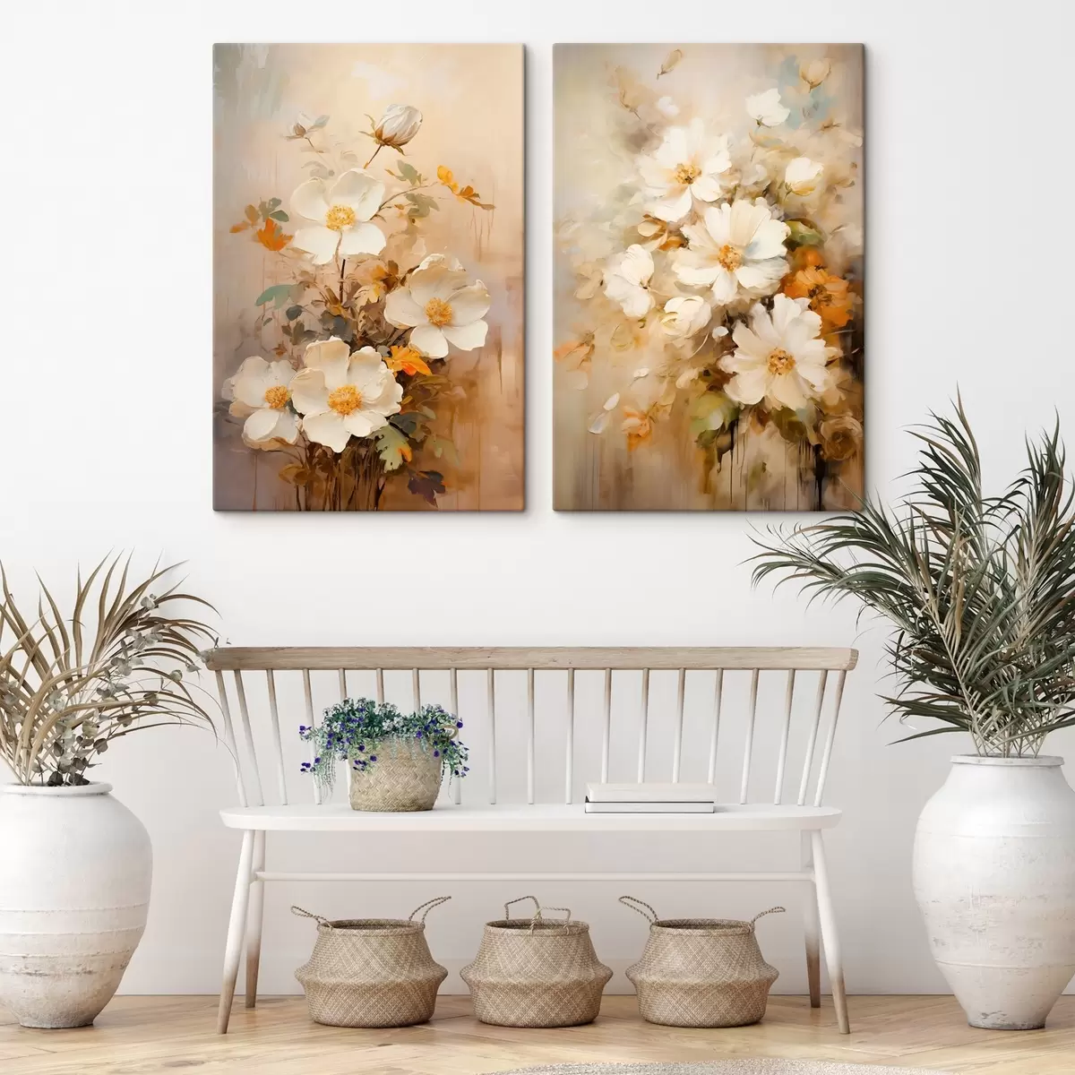 Tableau Fleurs sauvages : composition décorative avec des peintures floues m00635