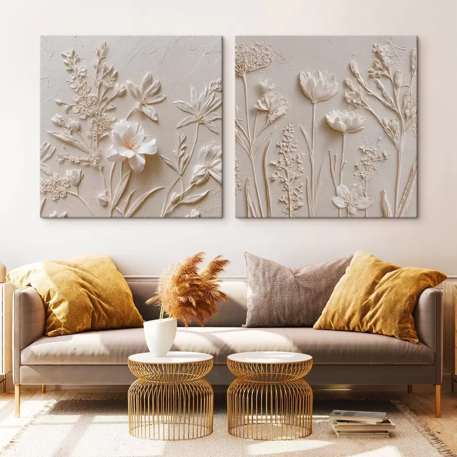 Tableau Texture florale : dessin en style stucco m00642