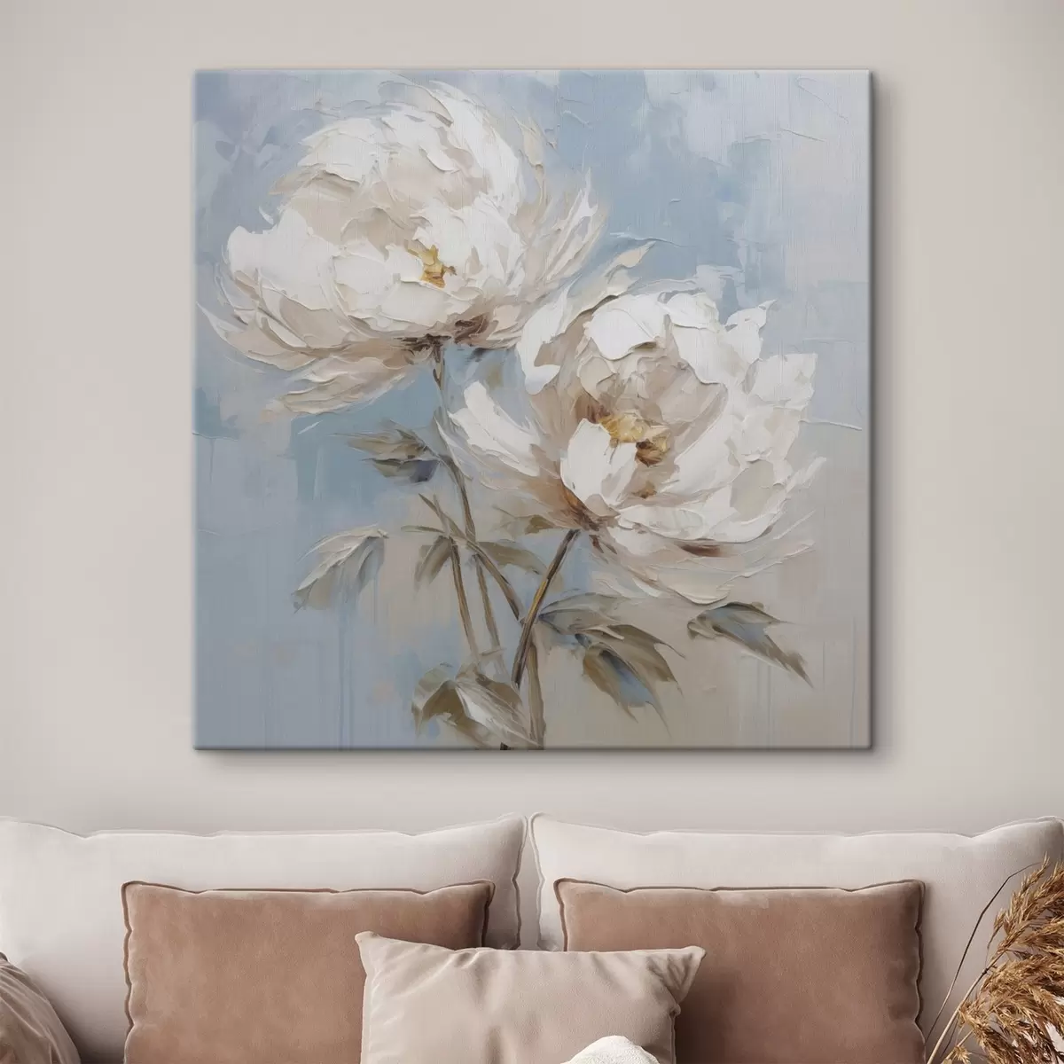 Tableau Peinture imitation pivoines s45607